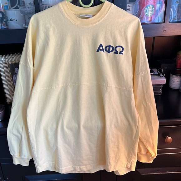 ✨ Spirit Jersey – Alpha Phi Omega Long Sleeve Oversized Shirt - size small ✨ - Picture 1 of 2
